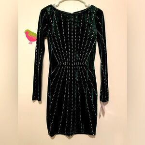 Emerald green rhinestone Windsor bodycon NWT